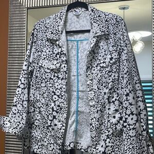 Black and White Floral Cotton Jacket by TABI